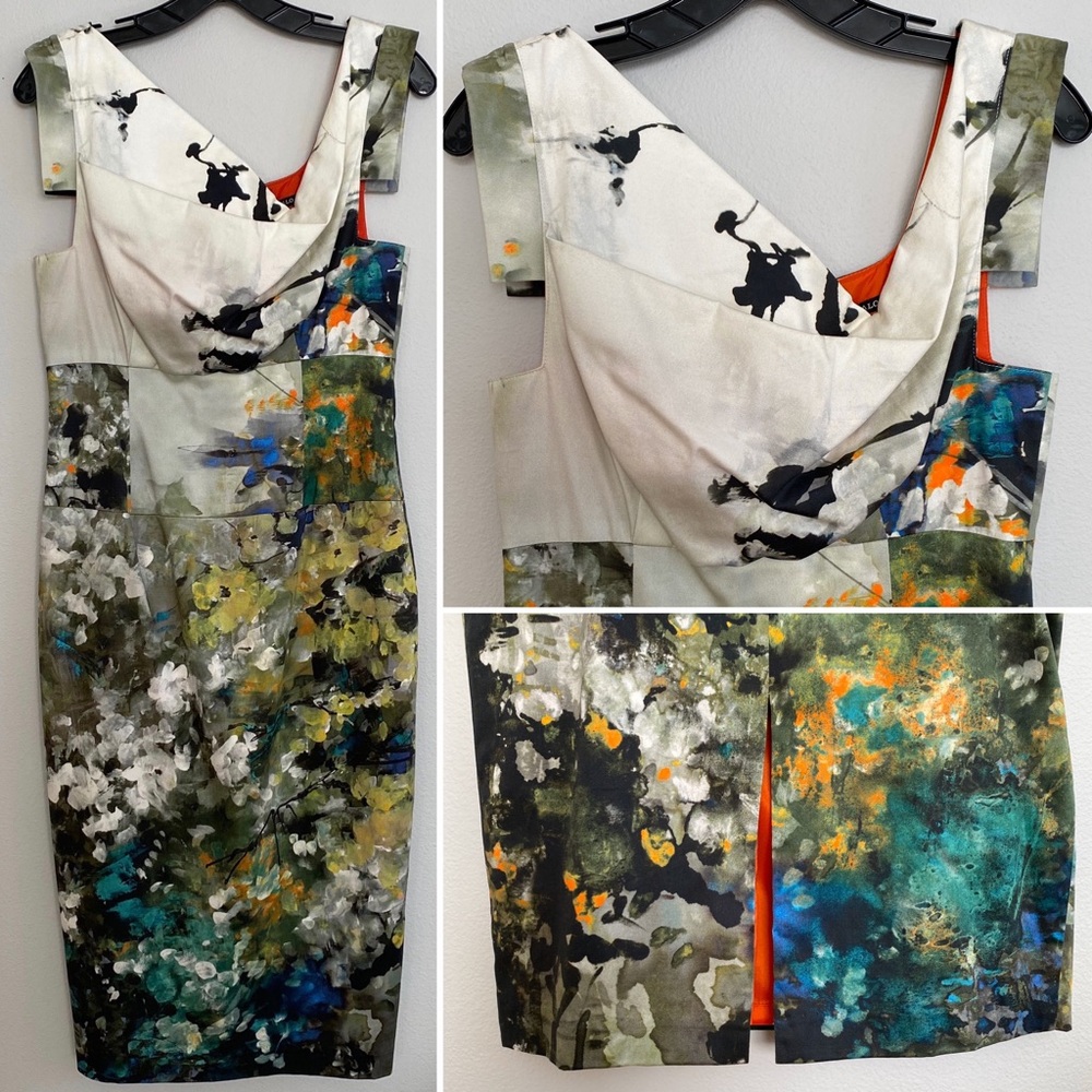 Black Halo Jackie O Monet Print Sheath Dress NWT